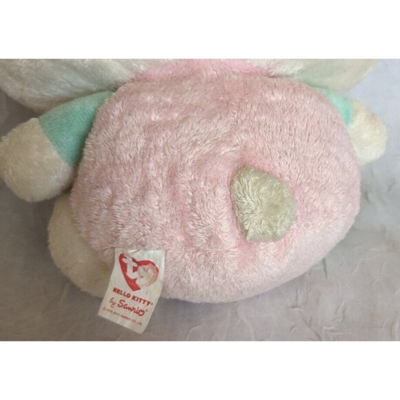 Ty Pluffies Hello Kitty Plush Pastel Sanrio Stuffed Animal Pink Overalls 2011 8" - Picture 10 of 12